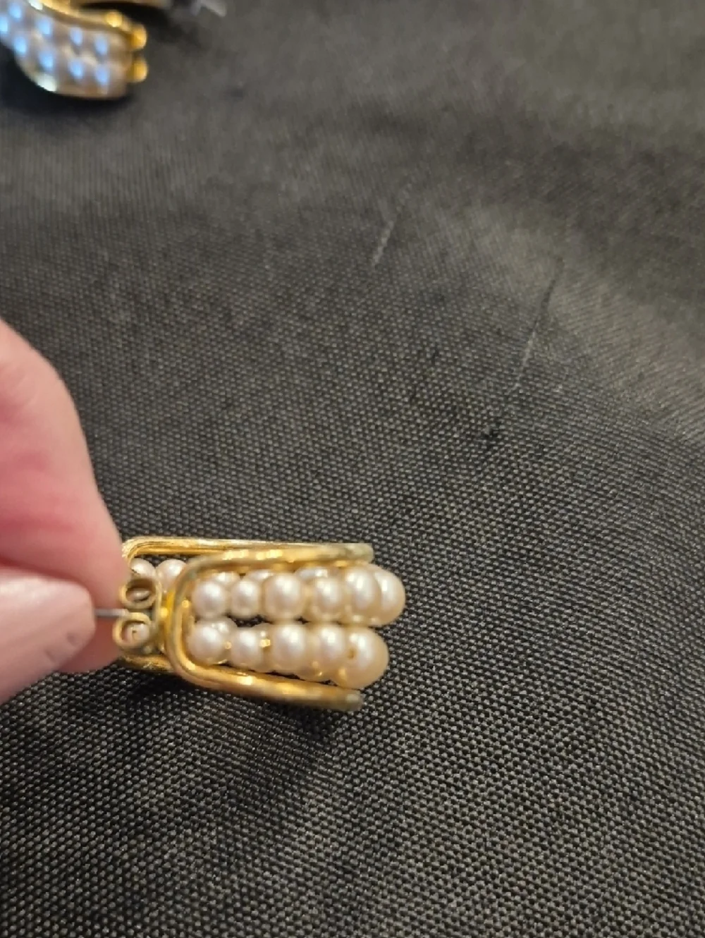Caged Faux Pearl Cluster Gold-Tone Hoop Earrings